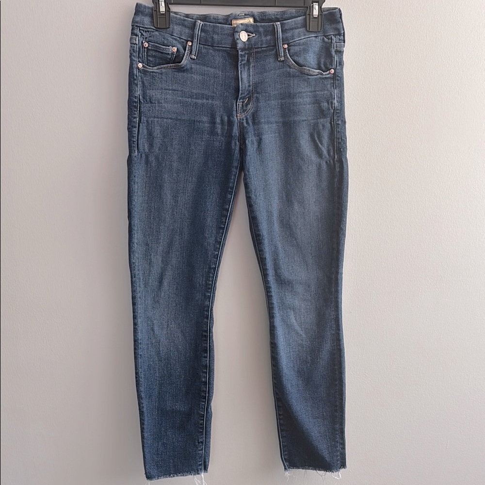 Mother denim Looker Ankle Fray cropped mid rise raw hem jeans color Girl Crush - Picture 1 of 9